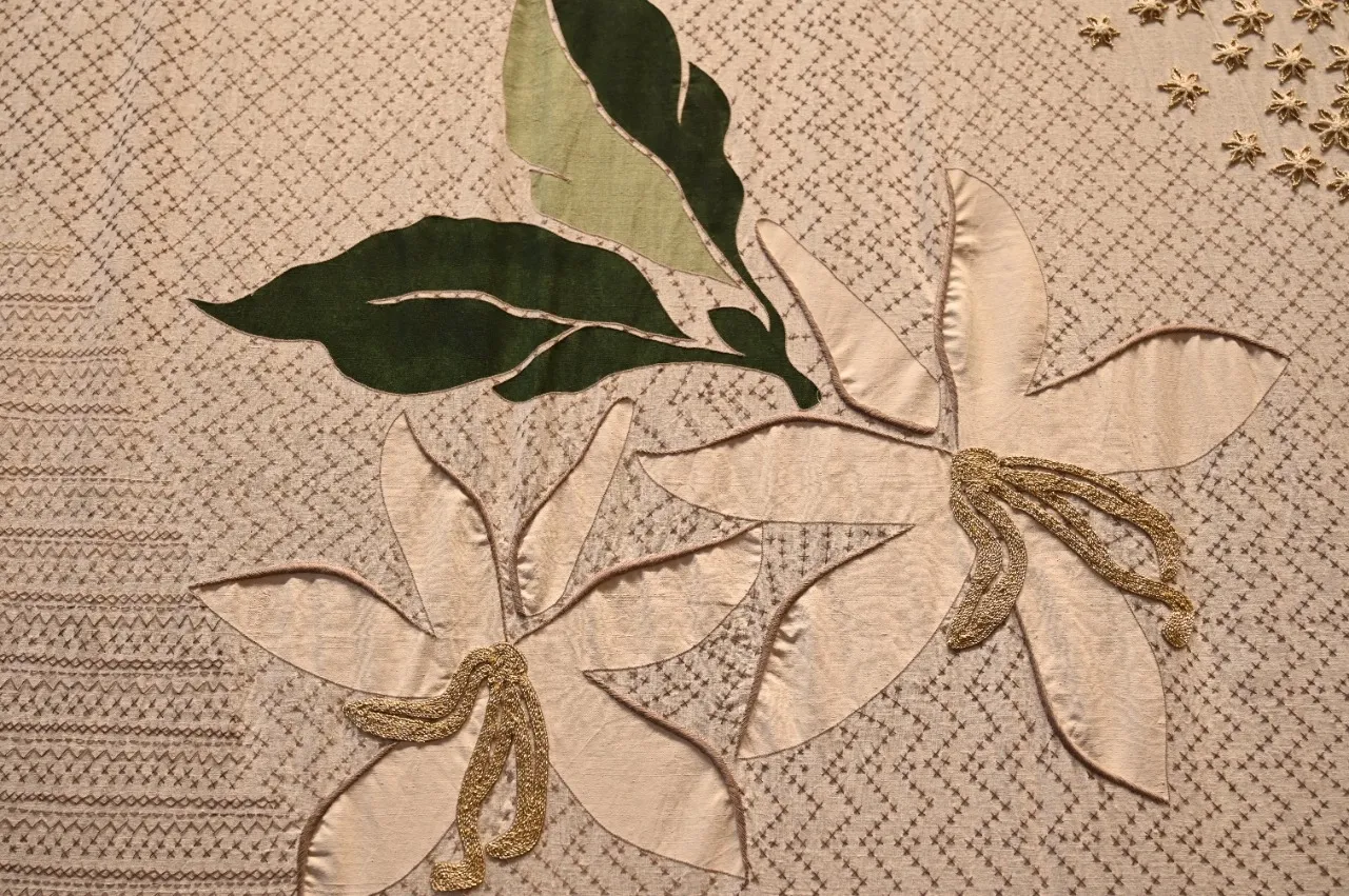 Detail of the embroidered Banjara wall hanging at Starbucks Malviyanagar, Jaipur